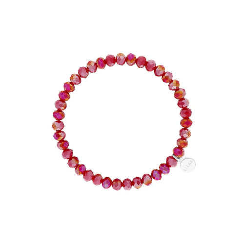 Stretchy bracelet with faceted glass beads in mixed colors