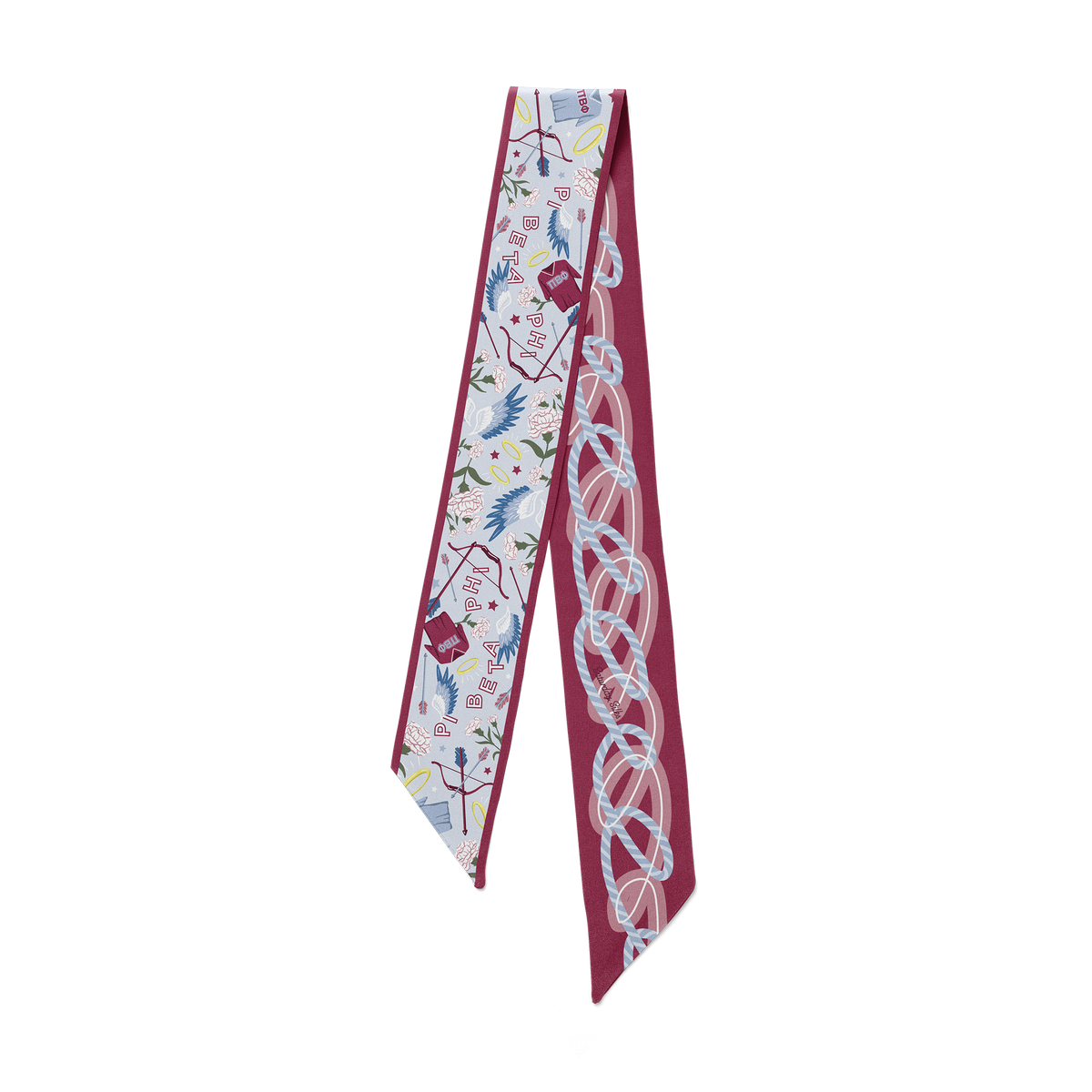 Skinny silk twill scarf in a solid color with a narrow rectangular silhouette.