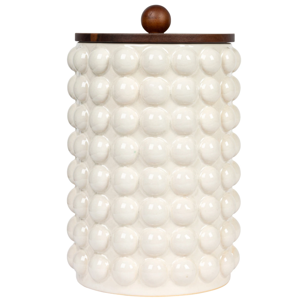10.25" Stoneware Canister with Wood Lid