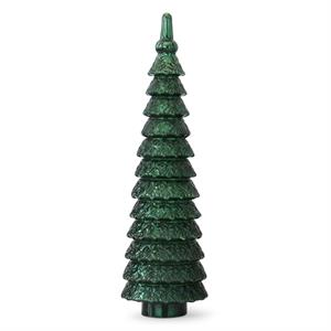 Green glass tiered tree sculpture with three levels