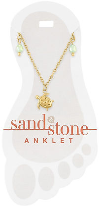 Gold Turtle Dangle Sand & Stone Anklet