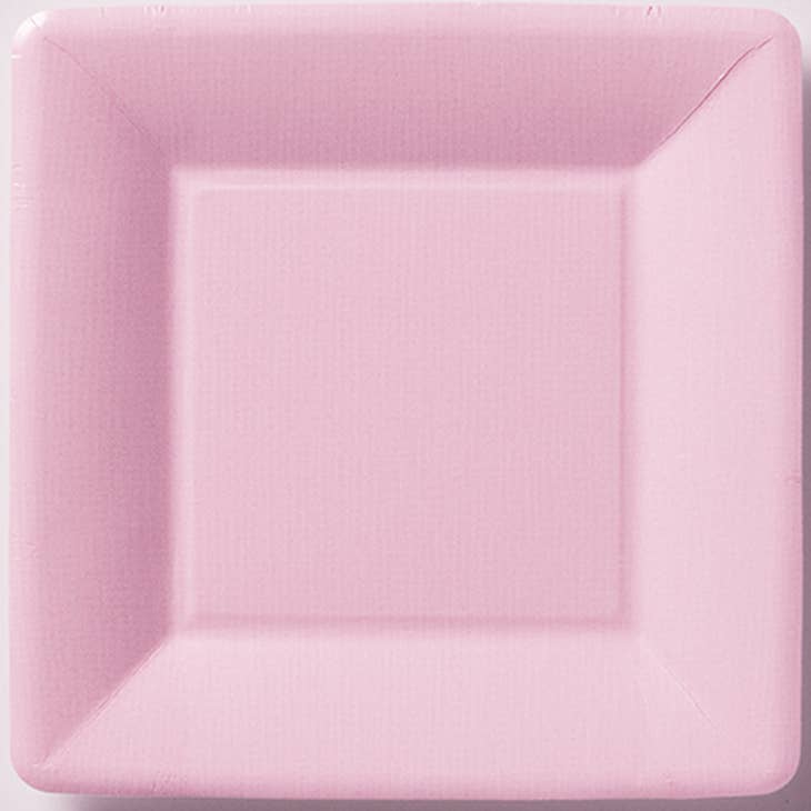 Seven-inch square paper plate with a classic linen texture finish in natural color.
