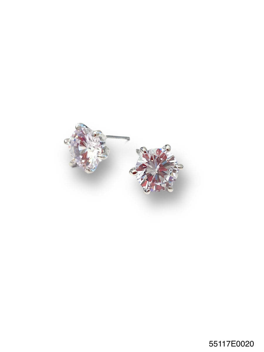 Julia stud earrings featuring a clear cubic zirconia stone set on a gold-tone pierced post.