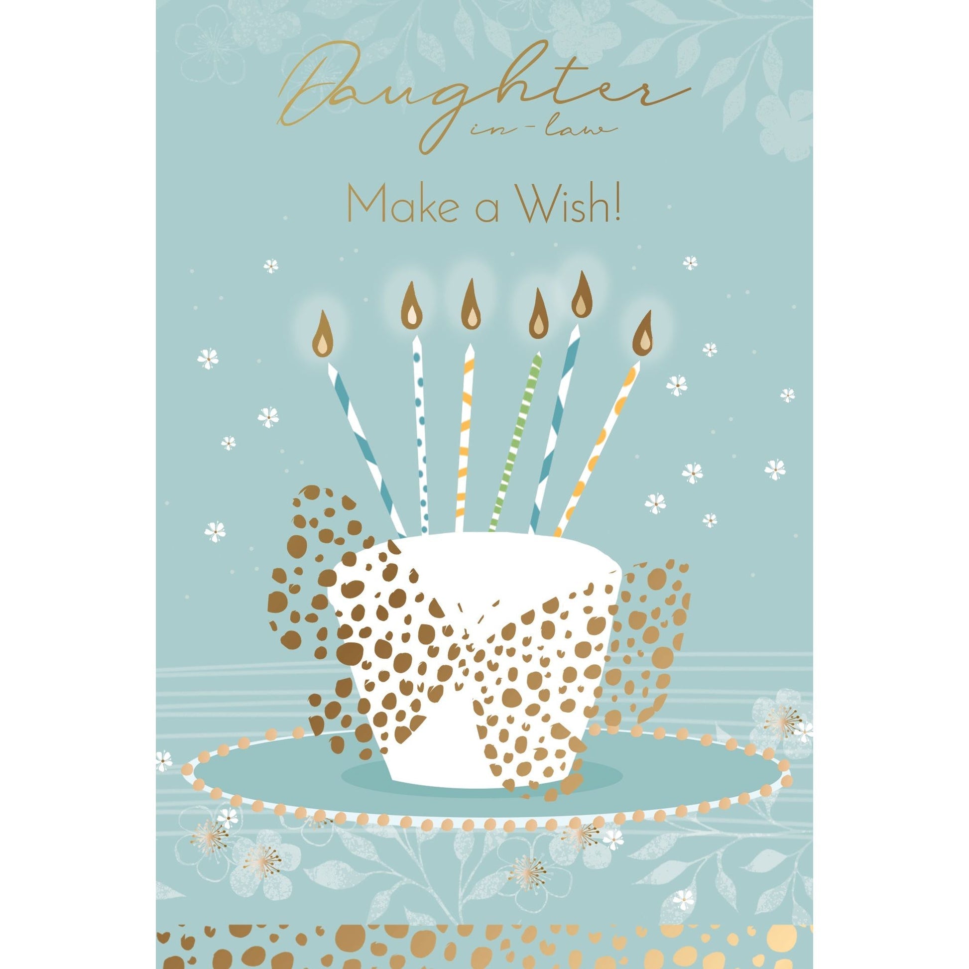 Occasion-BD cupcake with glitter foil wrapper reading Daughter in Law Make A Wish and Happy Birthday