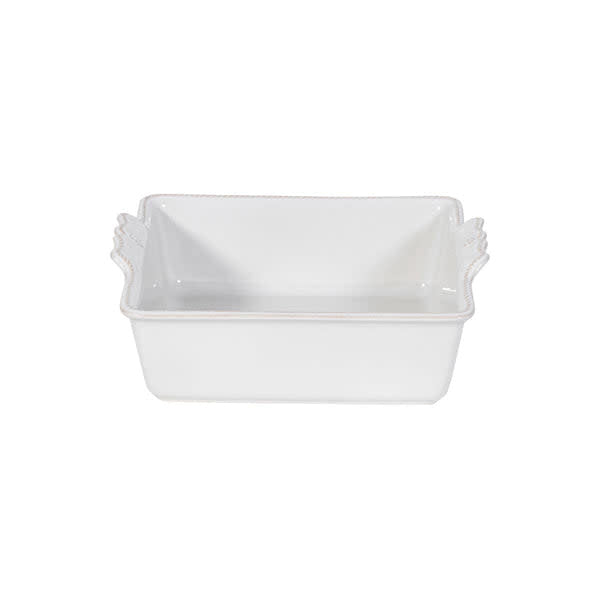 Square ceramic baker in whitewash glaze with modern minimalist design