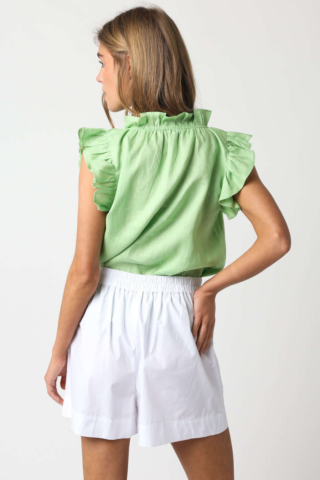 Heidi Linen Ruffle Blouse