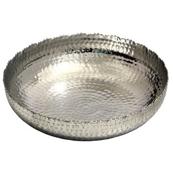 Large hammered round bowl with a textured metallic finish.