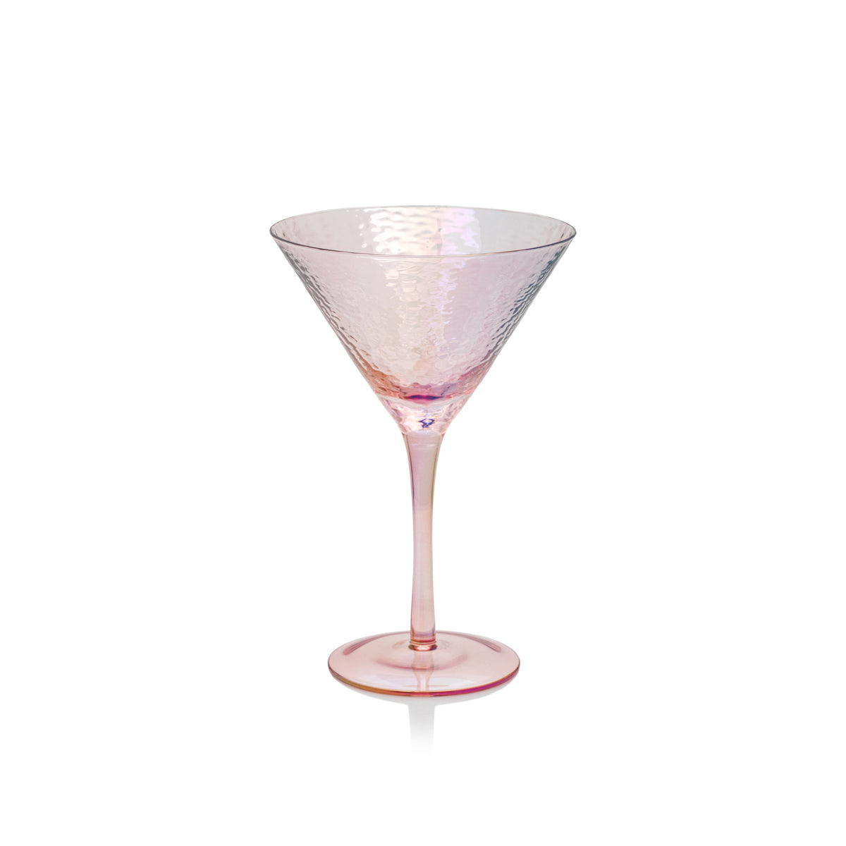 Hammered texture Aperitivo Martini glass with lustrous colorful finish in soda-lime material.