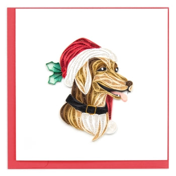 Holiday Dog Card featuring a festive dog illustration on white cardstock.