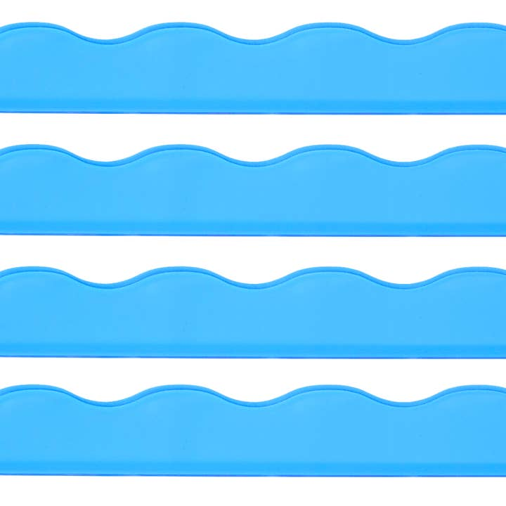 Set of four light blue magnetic mahjong rack pushers with a wavy top edge.