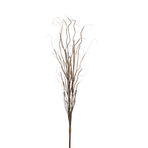 36-inch brown curly willow decorative branch made of iron, paper, and plastic.