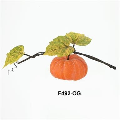 Natural brown dried pumpkin vine with small orange pumpkins arranged in a curved silhouette.