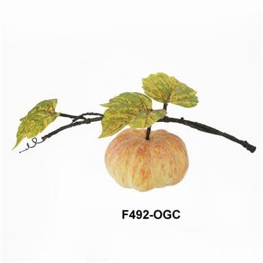 14-inch artificial pumpkin vine with green leaves on a brown stem