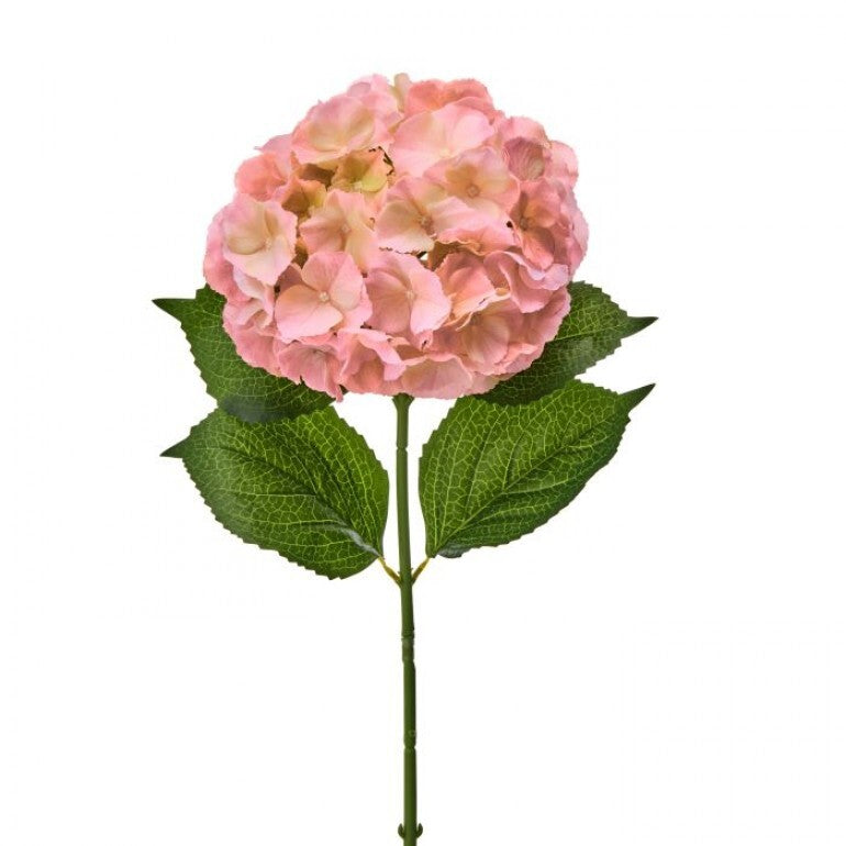 30-inch Natural Touch jumbo hydrangea artificial flower arrangement in white with green foliage.