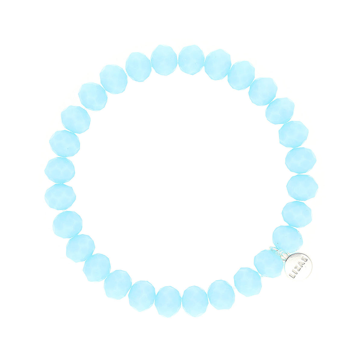 Stretchy bracelet with faceted glass beads in mixed colors.