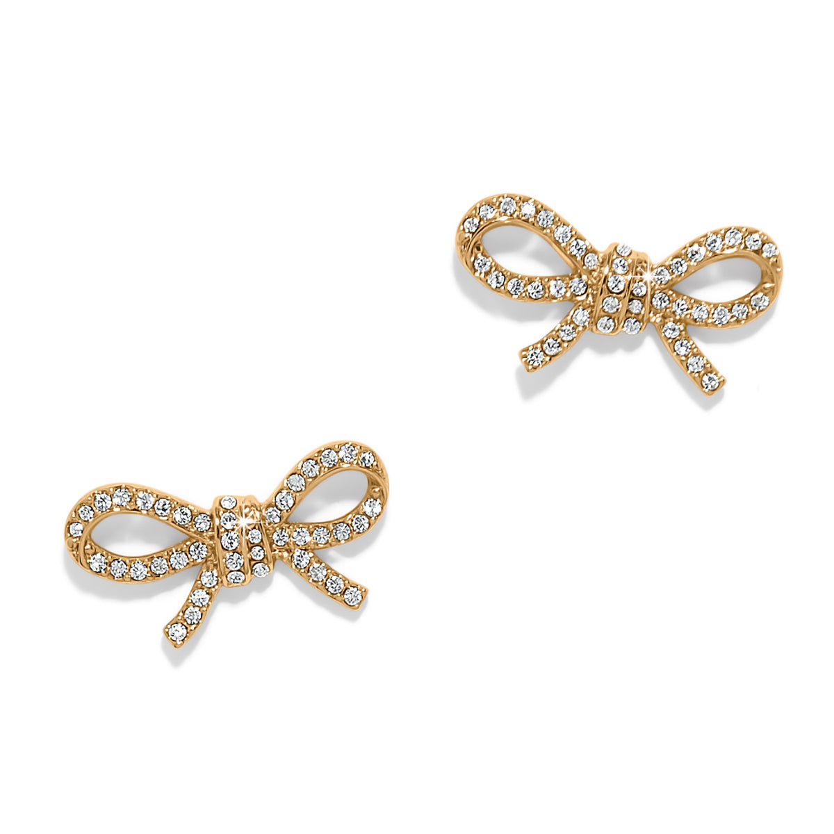 Gold plated post earrings featuring flat disc backs with fine quality crystals.