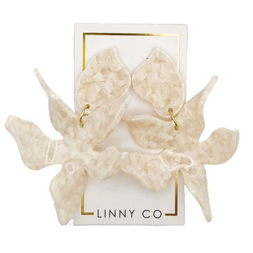 Flora abstract floral earring with a light featherweight silhouette in natural tones.