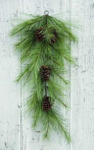 36-inch Long Needle Pine cone-shaped Christmas tree with natural green needles.