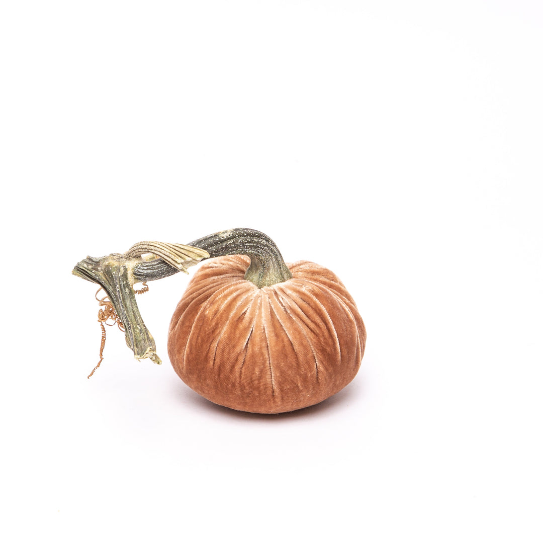 3-inch velvet pumpkin in deep orange with a smooth matte finish