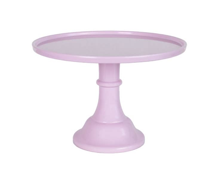 Melamine cake stand with unscrewing two-part base in white finish.