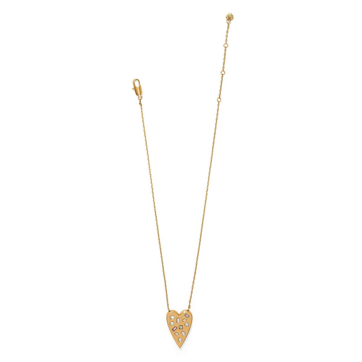 Gold plated reversible necklace with lobster claw closure featuring a pendant made of fine quality crystals.