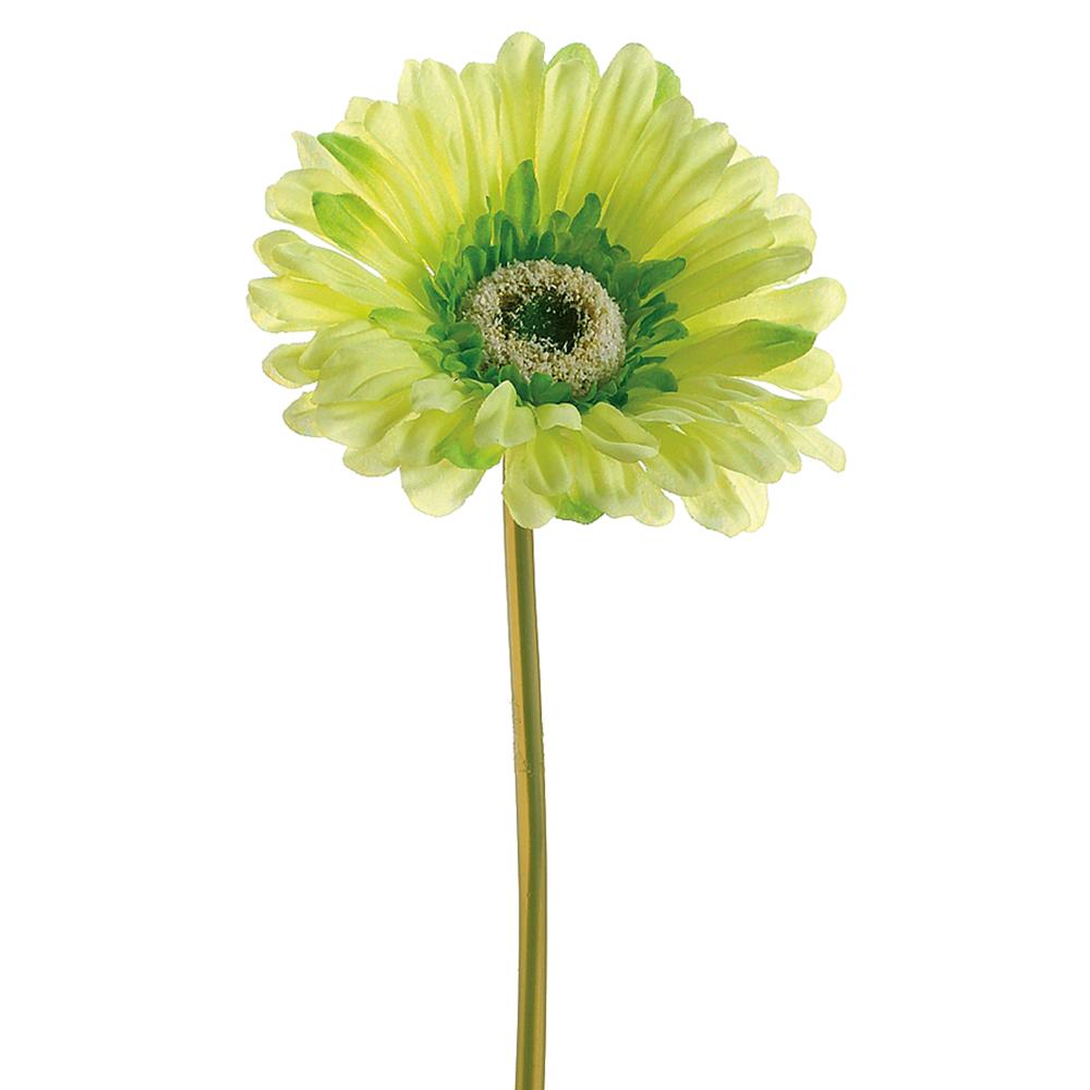 Large artificial Gerbera daisy stem with polyester petals in vibrant yellow.