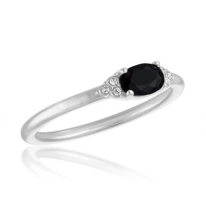 Oval Jet Black statement stack ring with a smooth polished finish.