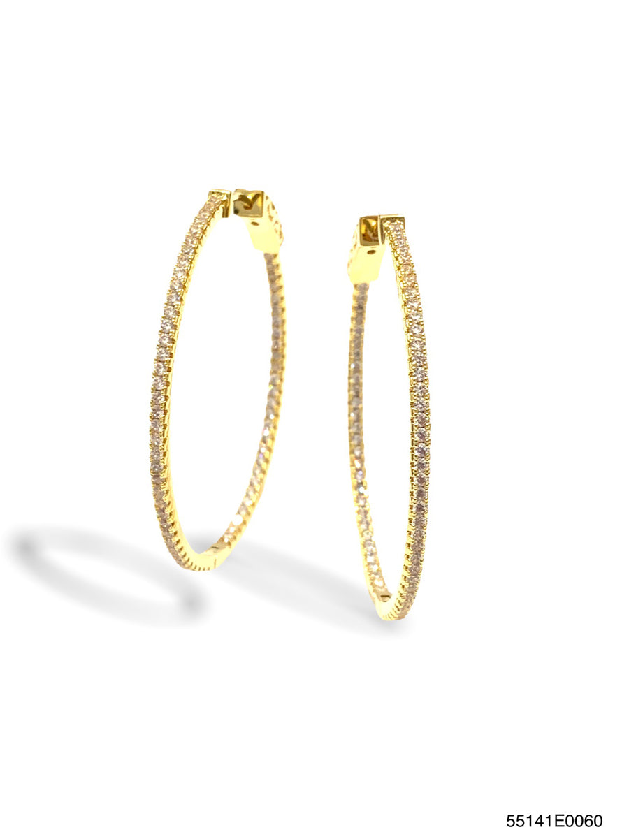 Lauren oval hoop earrings with inside-out design in gold-tone metal