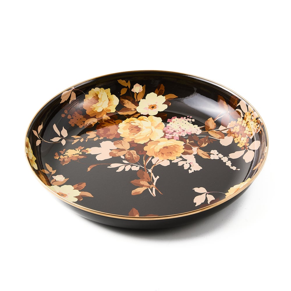 Brown hand-glazed steel bowl with bronzed stainless rim