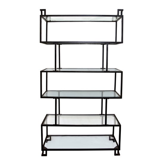Belvedere Stacked Etagere in natural wood finish with open shelving