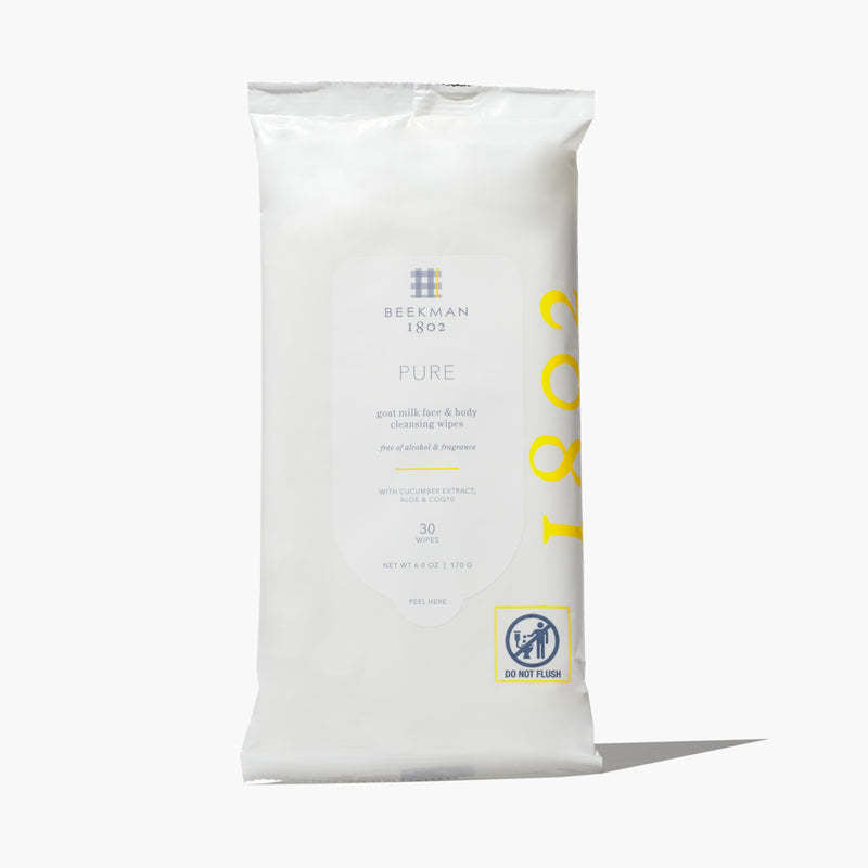 Pack of facial cleansing wipes with a lift seal lid.