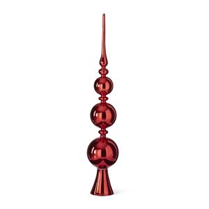 Red glass tree topper with a finial shape