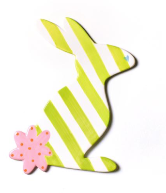 Ceramic rabbit-shaped attachment with hook-and-loop fastener.
