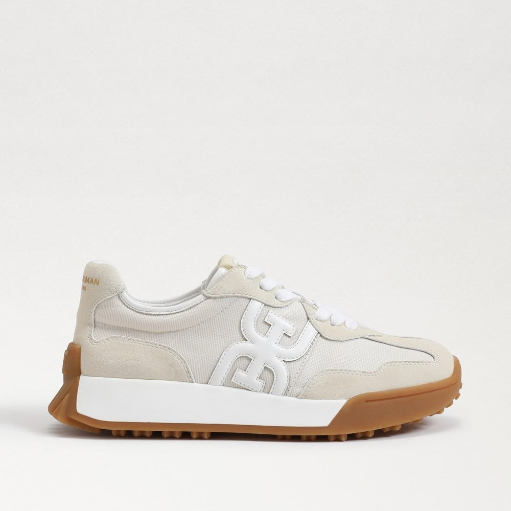 Langley lace-up sneaker with rounded toe in custom-dyed leather and fabric materials.