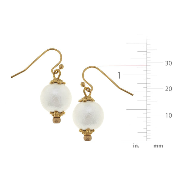 Gold with Small Cotton Pearl Earrings
