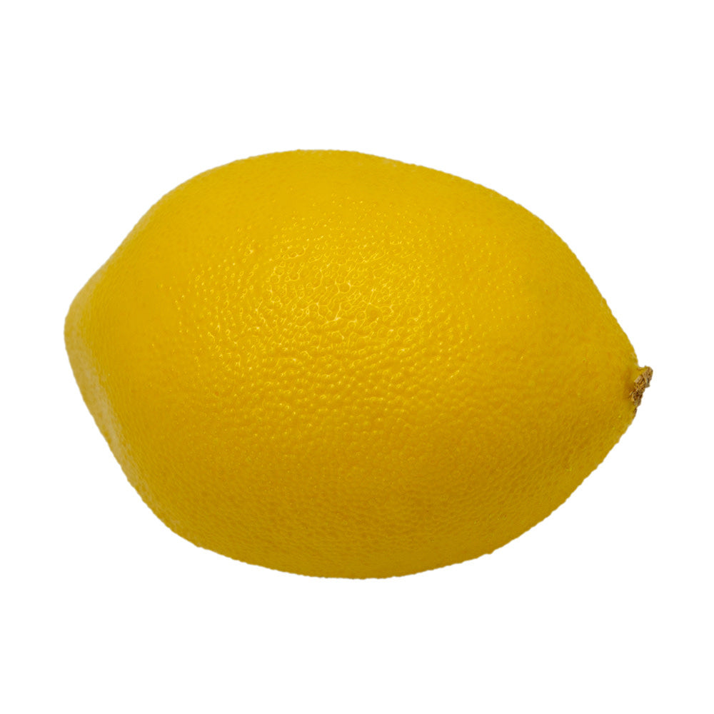 Six faux lemons with realistic texture in bold yellow on a white background.