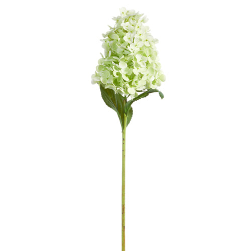 Artificial hydrangea stem with polyester foam bloom in natural green tones
