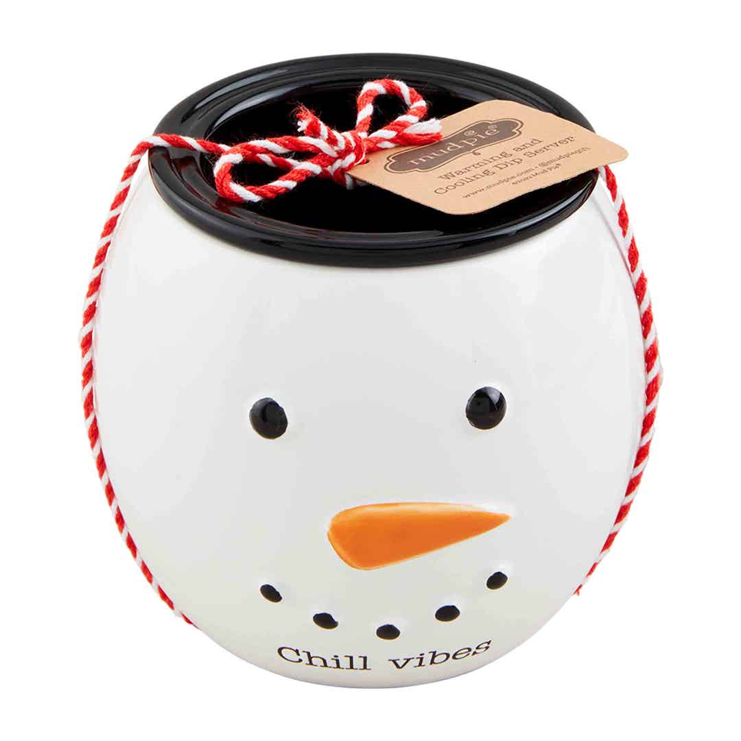 Dolomite dip server with removable ceramic bowl; base holds warm water or ice.