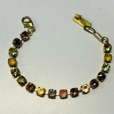 Antique gold plated brass bracelet with sparkling crystals