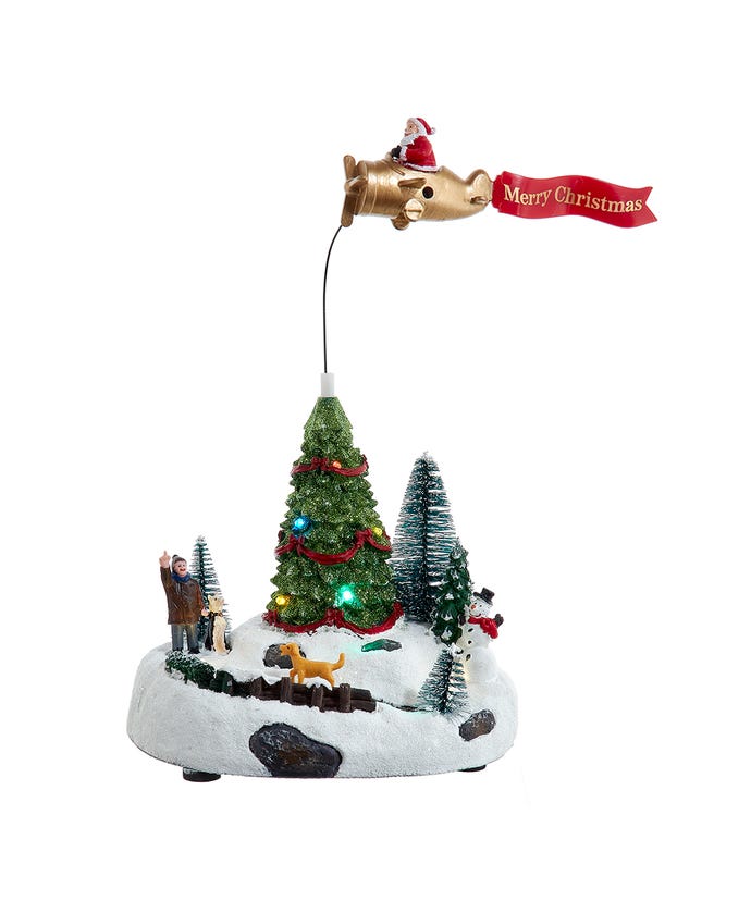 Resin Santa Christmas scene table piece with multicolor LED lights
