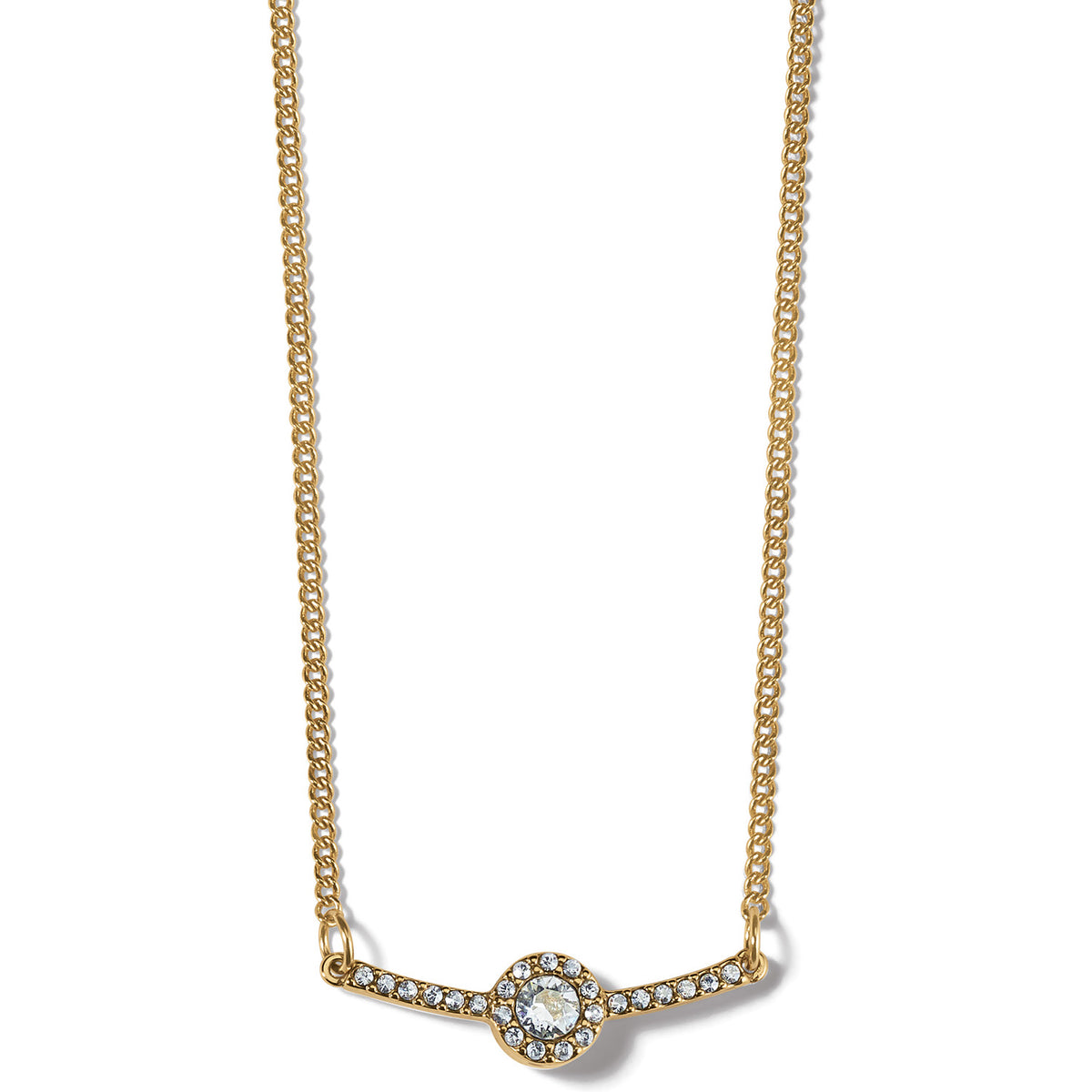 Gold-plated Illumina Bar Necklace with fine-quality crystal accents on a curb chain.