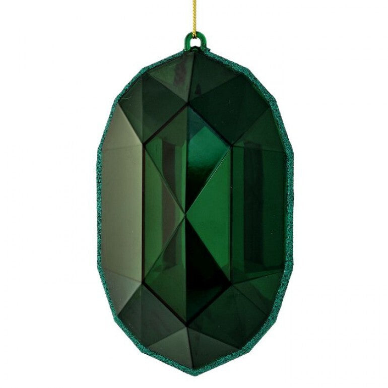 6.5-inch oval acrylic ornament featuring a clear gemstone center with gold accents.