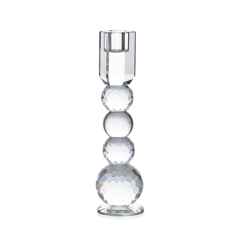 Black metal candle holder with a D3-inch diameter and H9-inch height featuring an openwork geometric pattern.