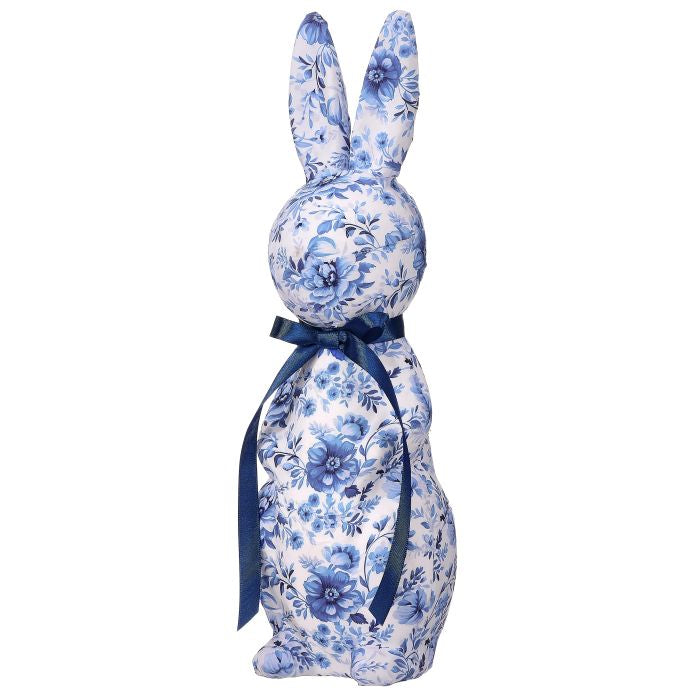 Fabric Easter bunny figure with satin bow around neck
