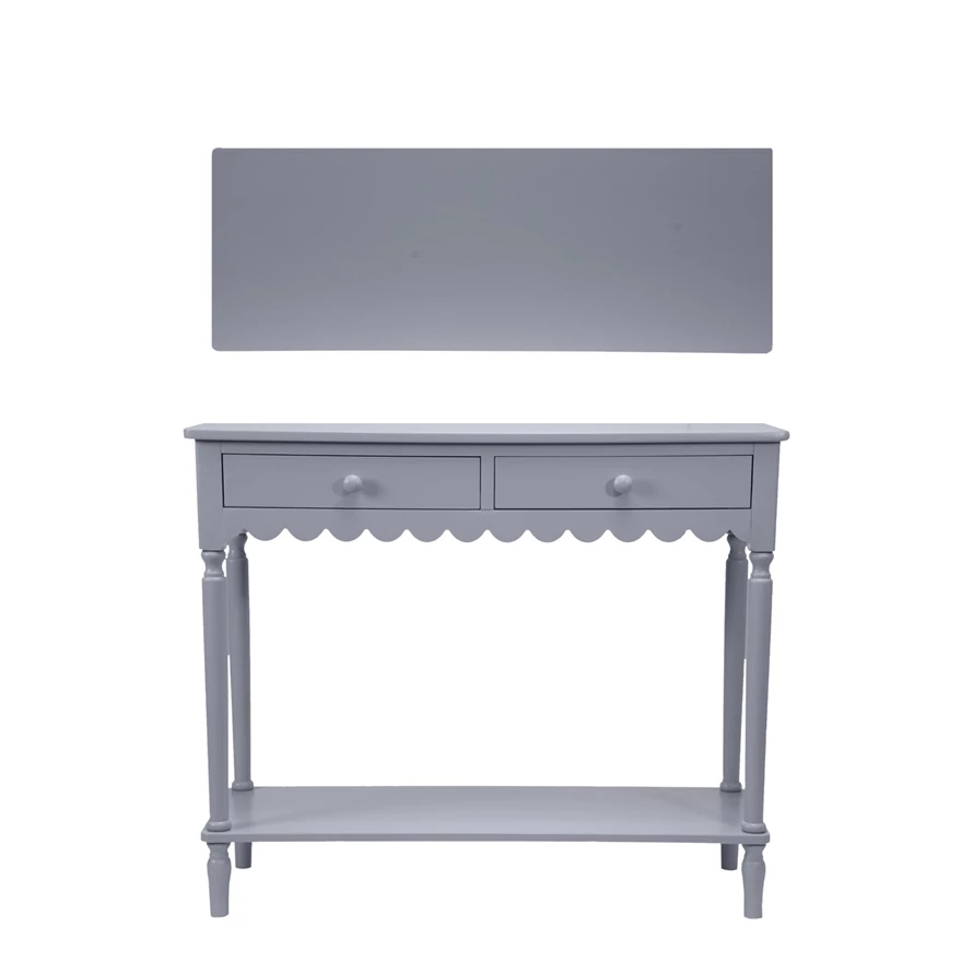 Wood Scalloped Console Table