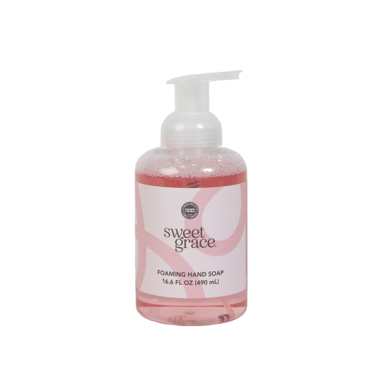Pump bottle foaming hand soap in Sweet Grace fragrance with aloe.