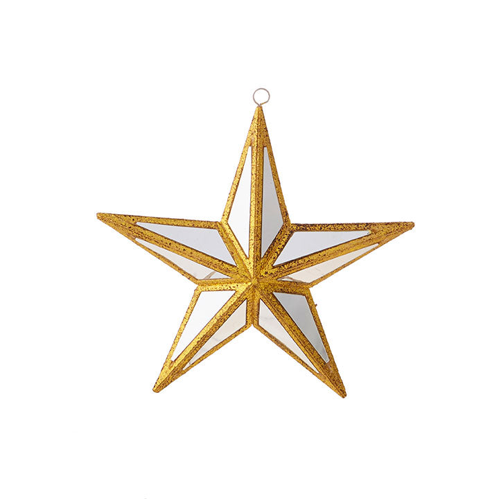 Six-inch plastic star ornament with a mirrored silver finish.