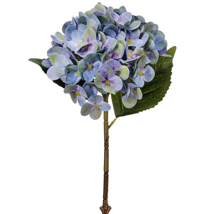 PE Hydrangea stem planter in white ceramic with a realistic hydrangea flower silhouette.