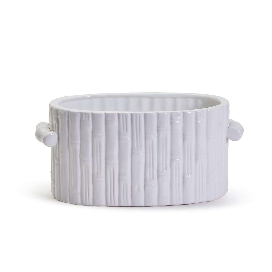 Faux Bamboo Oval Centerpiece / Cachepot with Handles