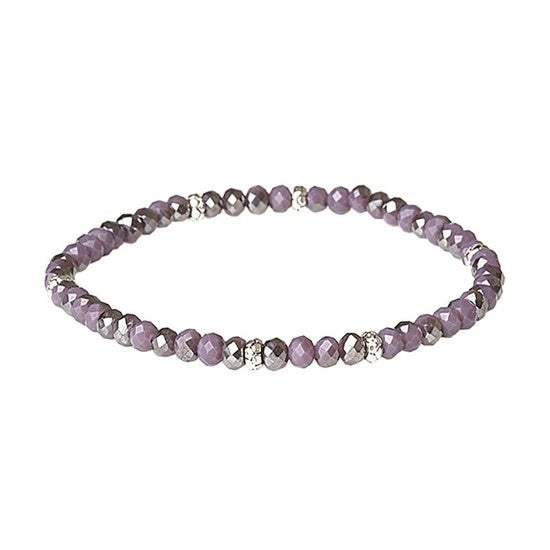 Silver accent mini crystal bracelet with a delicate chain link design